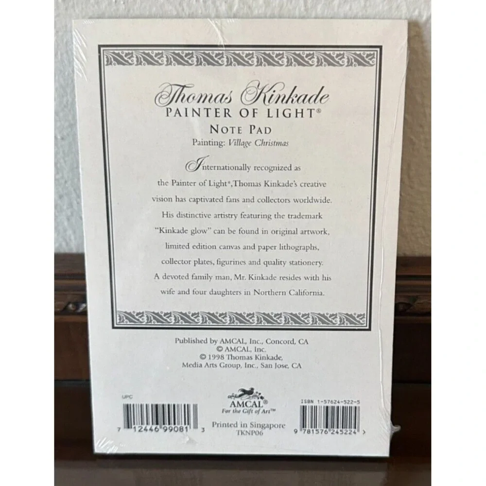 1998 NIP Vtg Thomas Kinkade‎ Painter of Light Holiday Winter Notepad